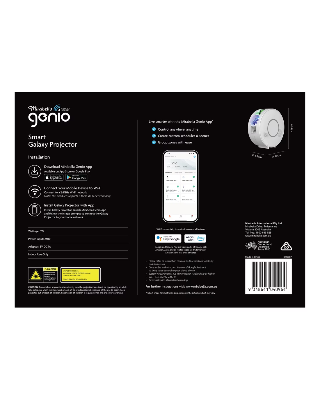 MIRABELLA GENIO WI-FI NEBULA & STAR INDOOR PROJECTOR