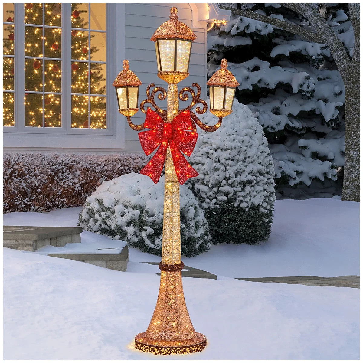 2.1M Triple LED Lamp Post – Indoor or Outdoor Christmas Decoration