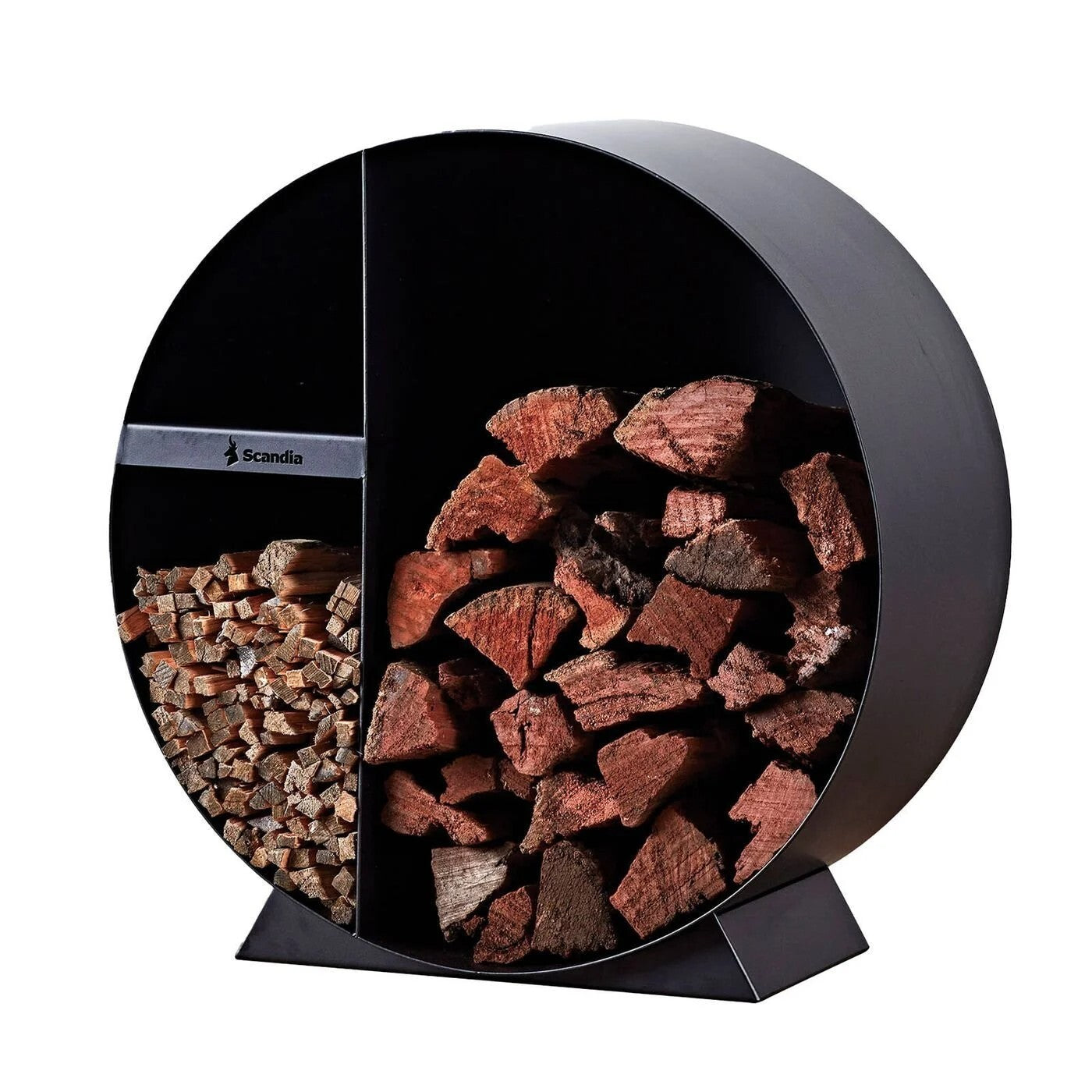 Scandia Round 750 75cm Wood Log Holder Rack Storage Ashen black