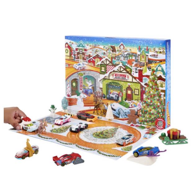 Hot Wheels Advent Calendar - 8 hot wheels cars 16 winter themed accessories