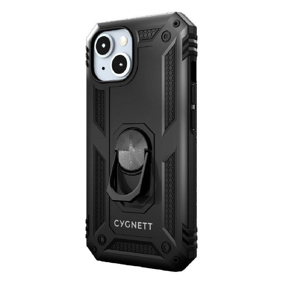 Cygnett Rugged Case for Apple iPhone 15 Shockproof w/ Integrated Stand Black