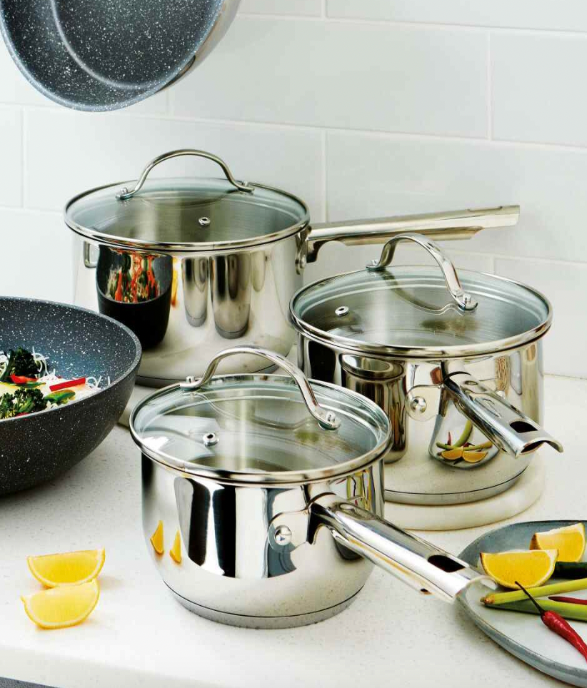 Crofton 3 piece Stainless Steel Saucepan Set