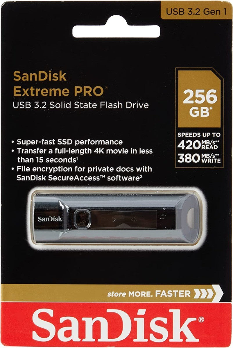Sandisk Extreme Pro 256GB USB 3.2 SSD USB Flash Drive Read 420MB/s CZ880 E