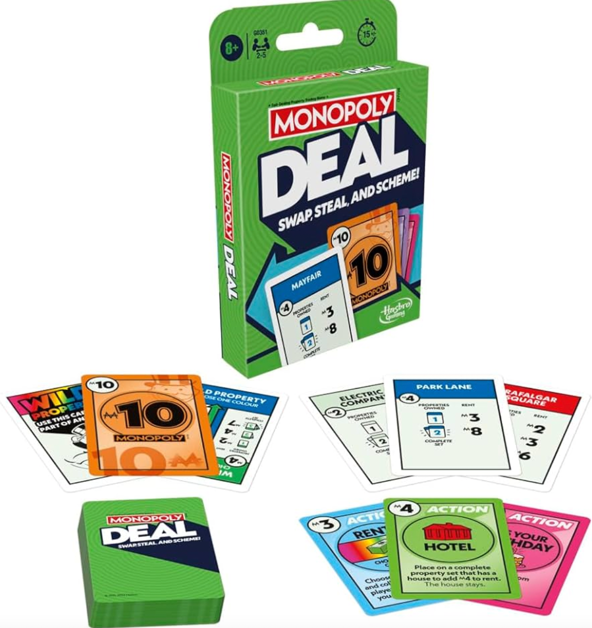Genuine Hasbro's Gaming Monopoly Deal Card Game 8yo+ 2-5 Players Fast Dealling