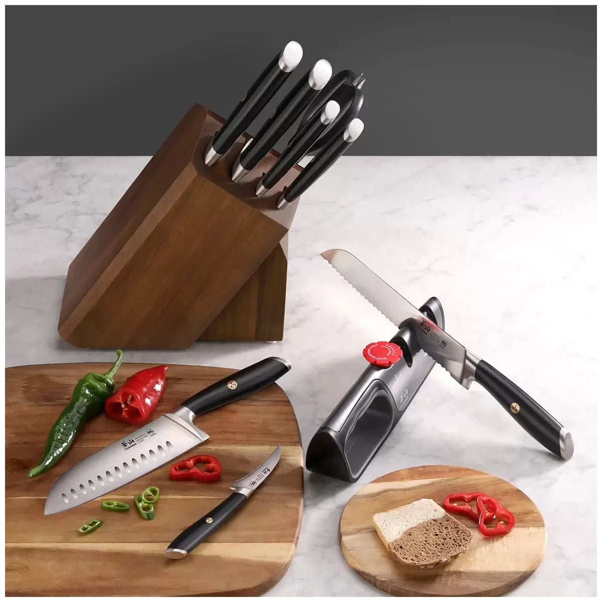 Cangshan L Series German Steel Knife Block Set 10 Piece Black w/ Sharp, Block