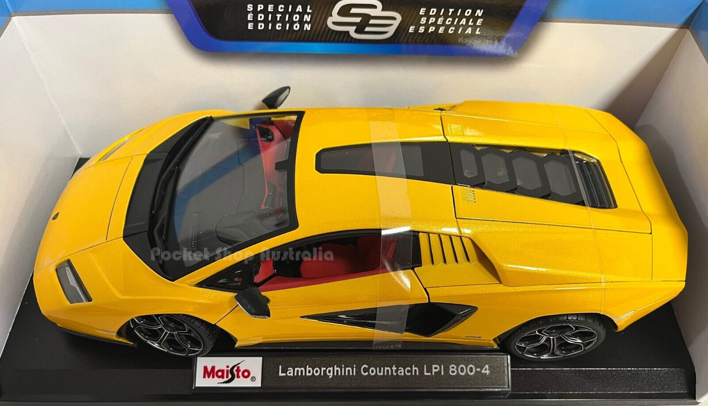 Maisto 1/18 2021 Lamborghini Countach LPI 800-4 Yellow 1:18 Diecast Car Toy