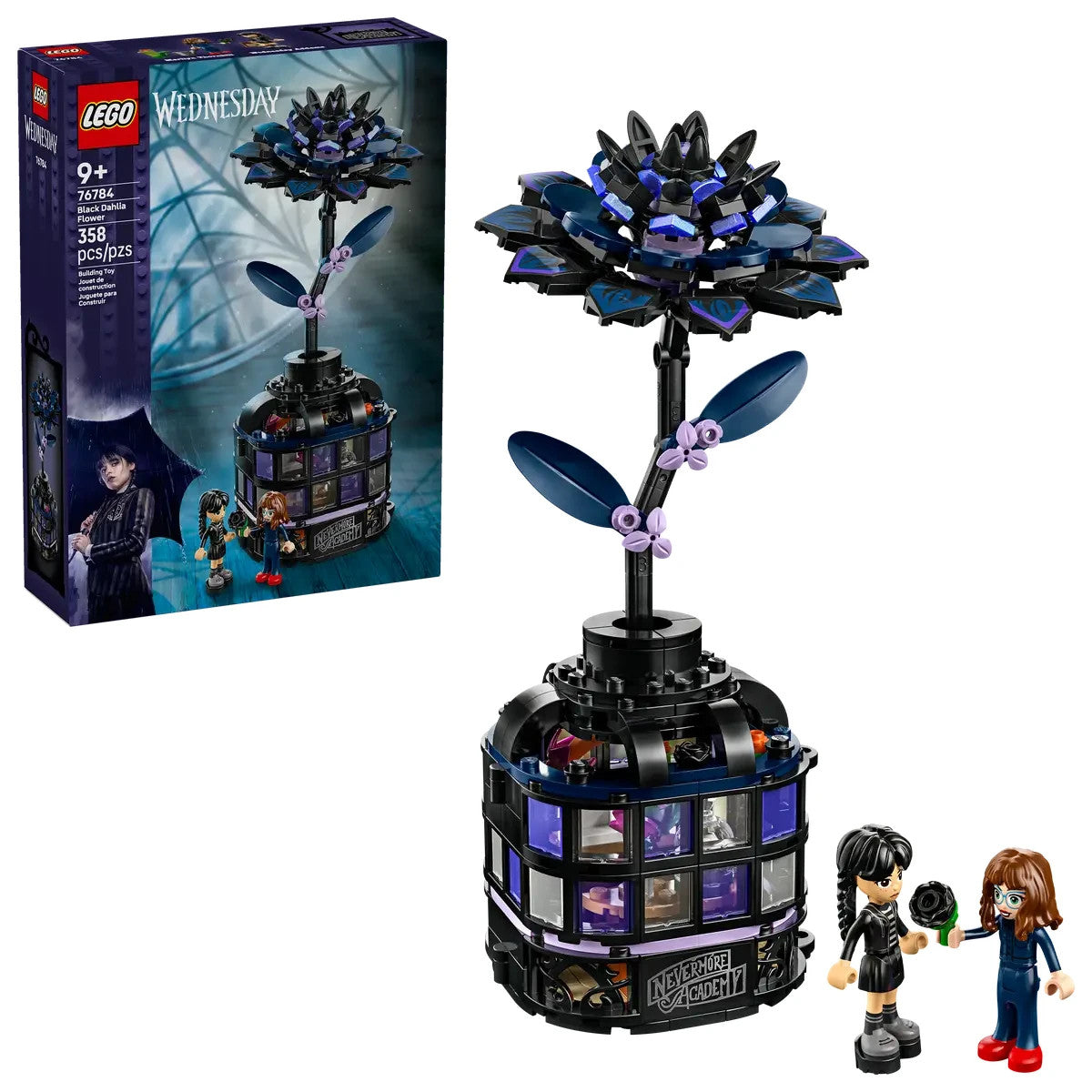 LEGO 76784 Wednesday Black Dahlia Flower Toy - Opening Play and Display Model