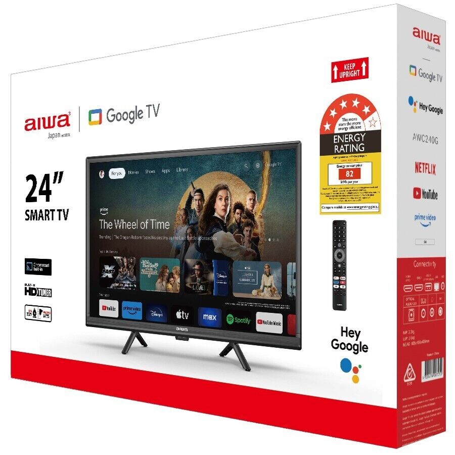 Aiwa 24" Smart LED HD TV with Mains or 12V Adaptor for Caravan Car Camper Google