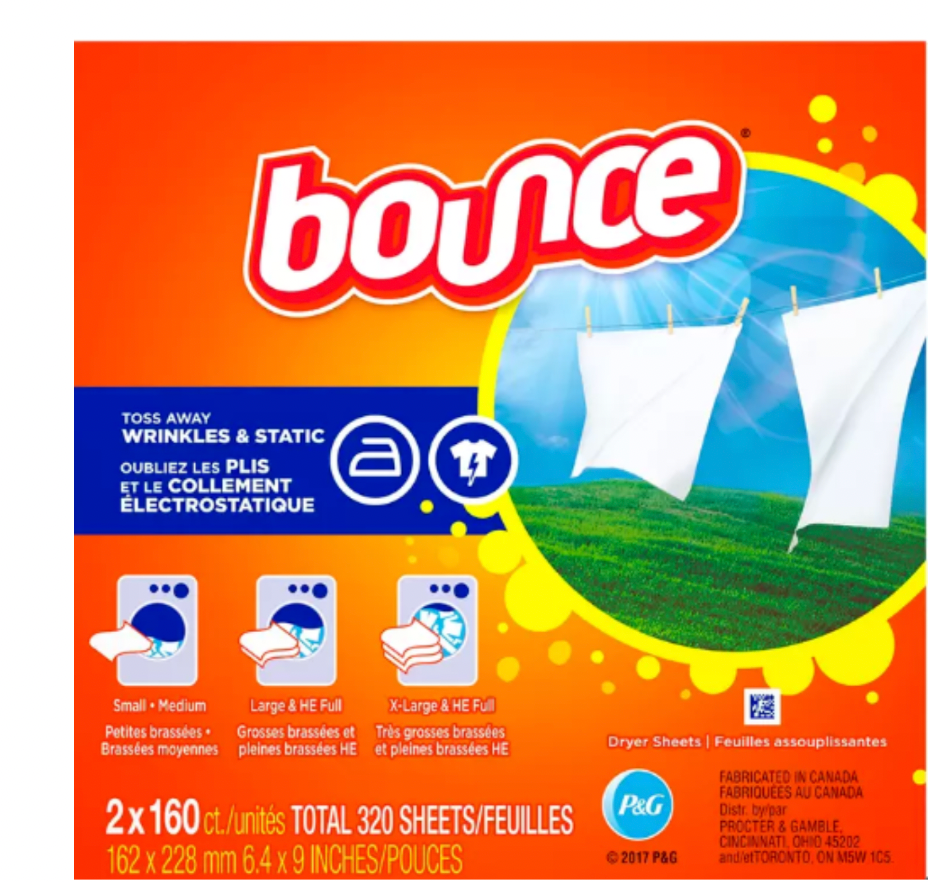 640 Pack Bounce Fabric Softener Dryer Sheets 4 x 160 Pack