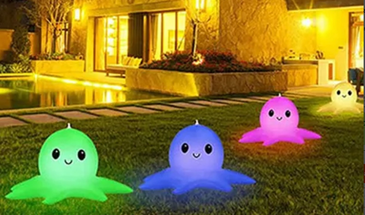 28 cm Mirabella Novelty Octopus Inflatable Color Changing LED Solar Powered