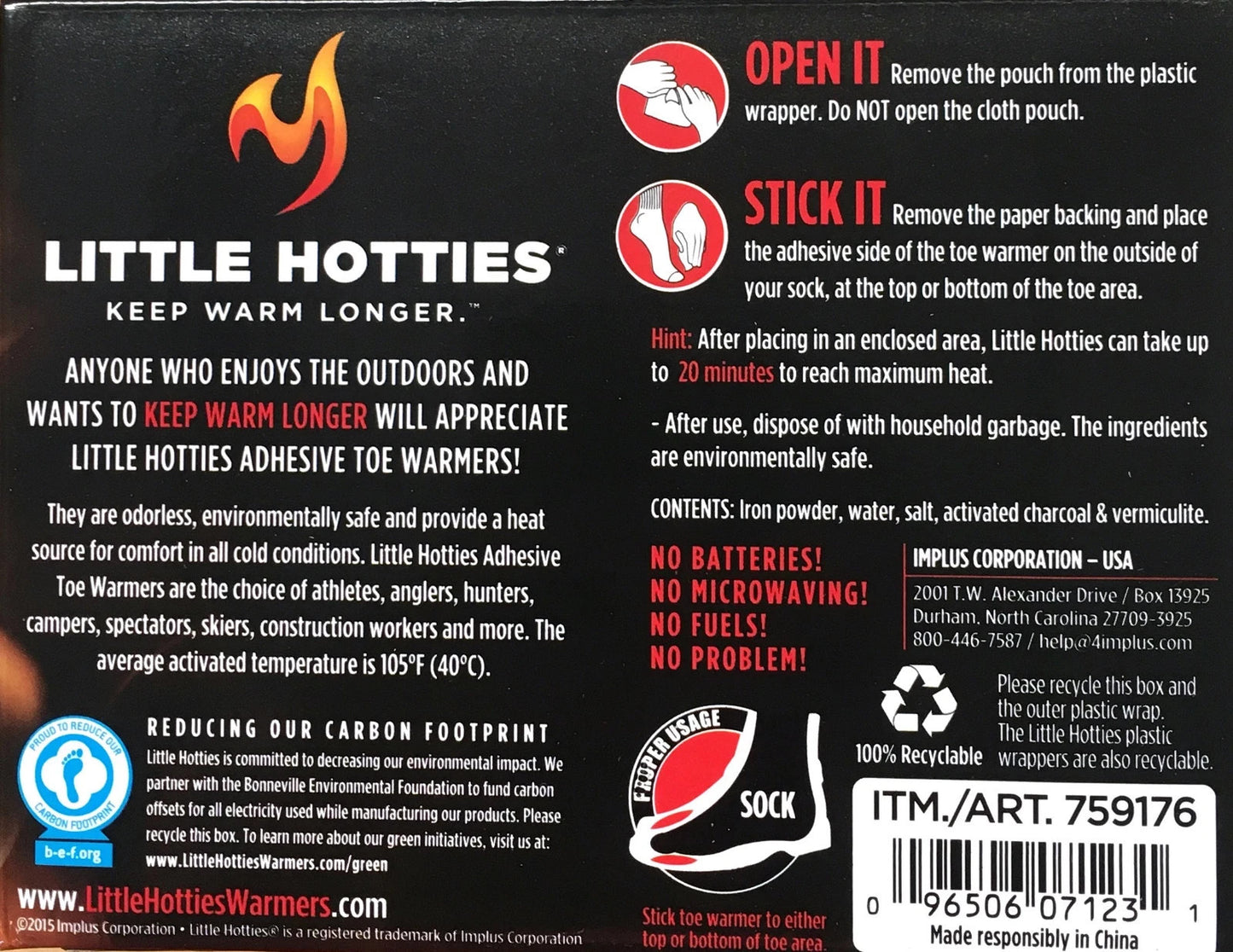 30 Pairs 60 Little Hotties Ski Snow Feet Foot Toe Warmers Fuel Warmer New
