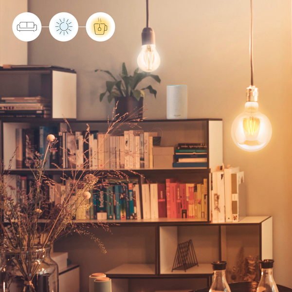 WiZ Smart LED Bulb A60 B22 Amber Filament 2000–4500K 720lm WiFi Google Alexa