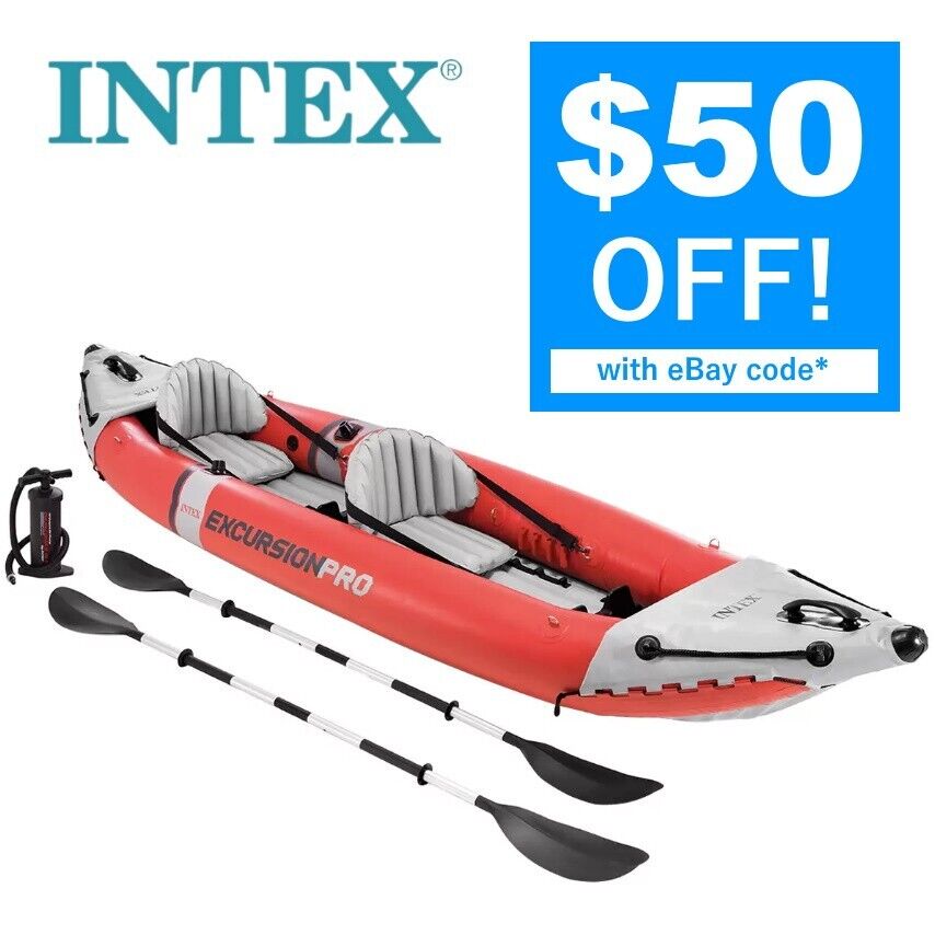 Genuine Intex Excursion Pro K2 Kayak Canoe River Lake Boat Oars Inflatable 68309