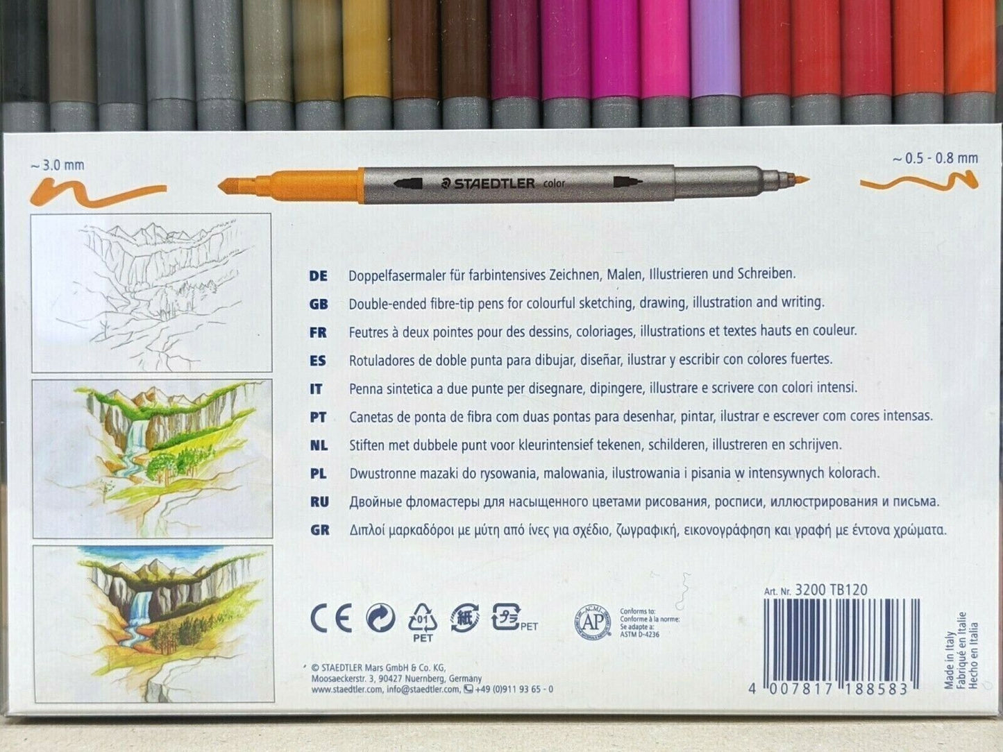 Staedtler 3200 TB72 Design Journey Double-ended Fibre-tip Pens Set of 72