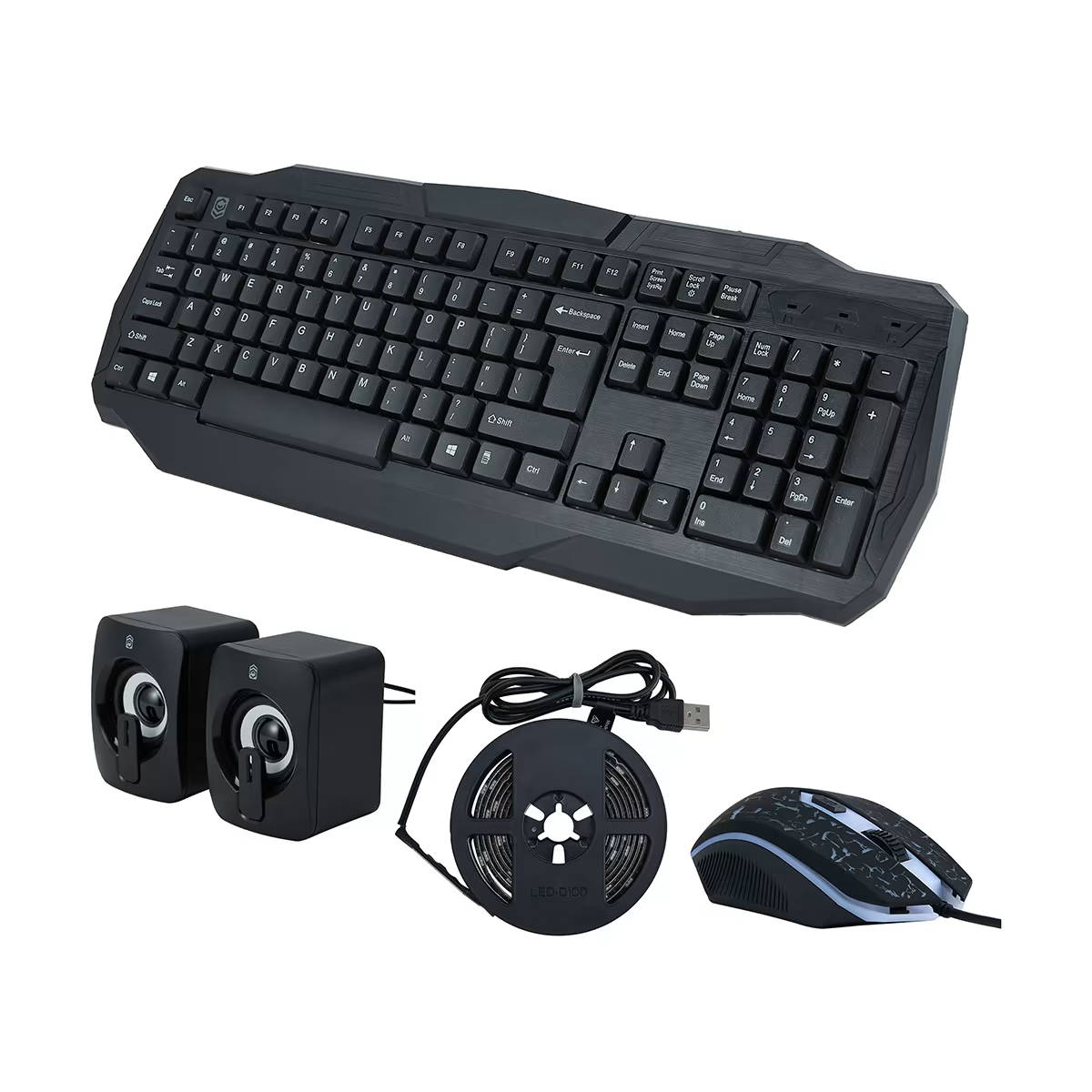 High Quality 4-in-1 Gaming Keyboard Mouse Speakers 2M LED Strip Combo Student