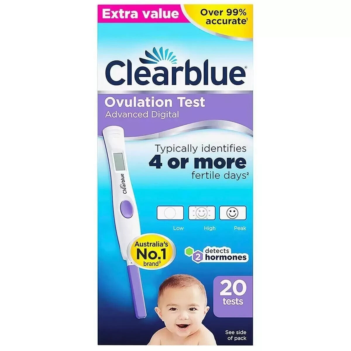 Clearblue Ovulation Advanced Digital Over 99% Accurate Extra Value 20 Tests