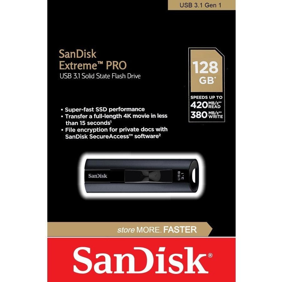 Sandisk Extreme Pro 128GB USB 3.2 SSD USB Flash Drive Read 420MB/s CZ880 E