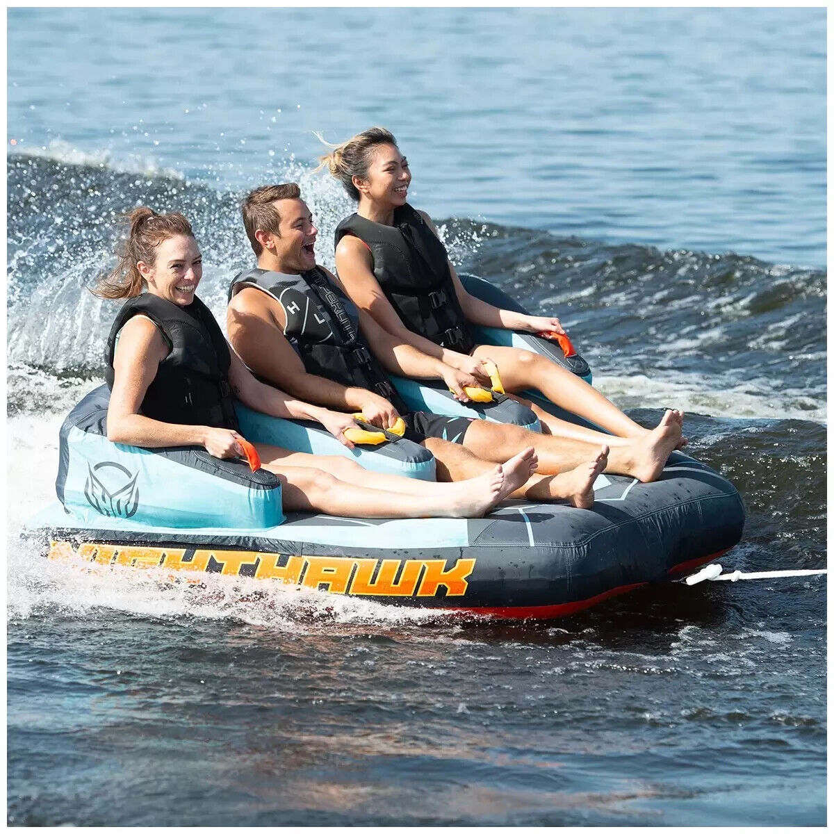 HO Sports Nighthawk 3 Person Towable Tube w/ Rope & 12V Pump Weight Capacity