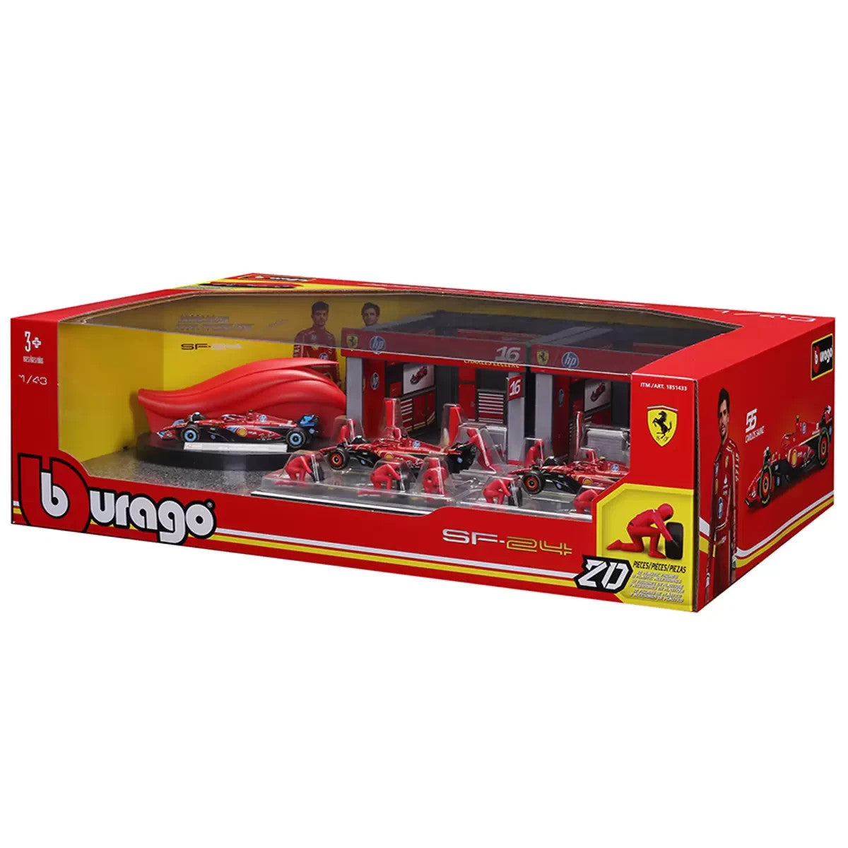 Bburago F1 Ferrari SF24 Deluxe Pack – #16 Charles Leclerc & #55 Carlos Sainz