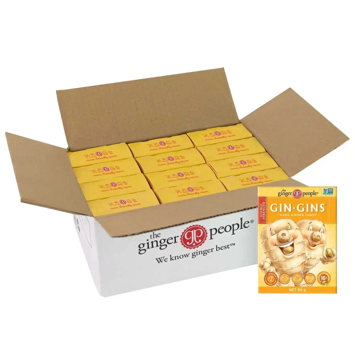 Gin Gins Double Strength Hard Ginger Candy 12 x 84g - Free Shipping