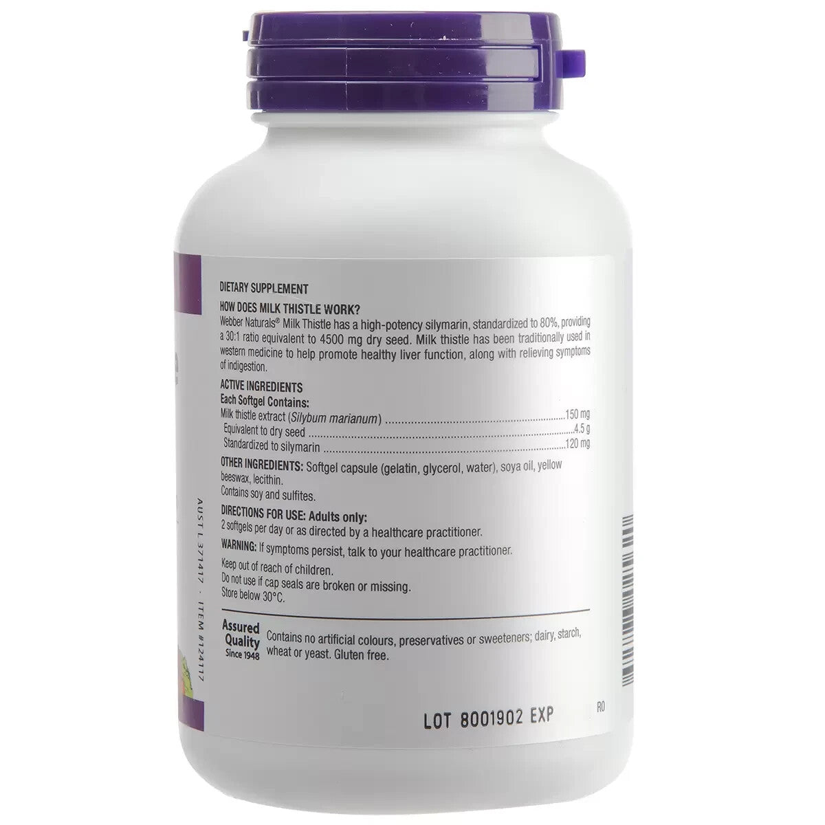 Webber Naturals Milk Thistle 240 Capsules