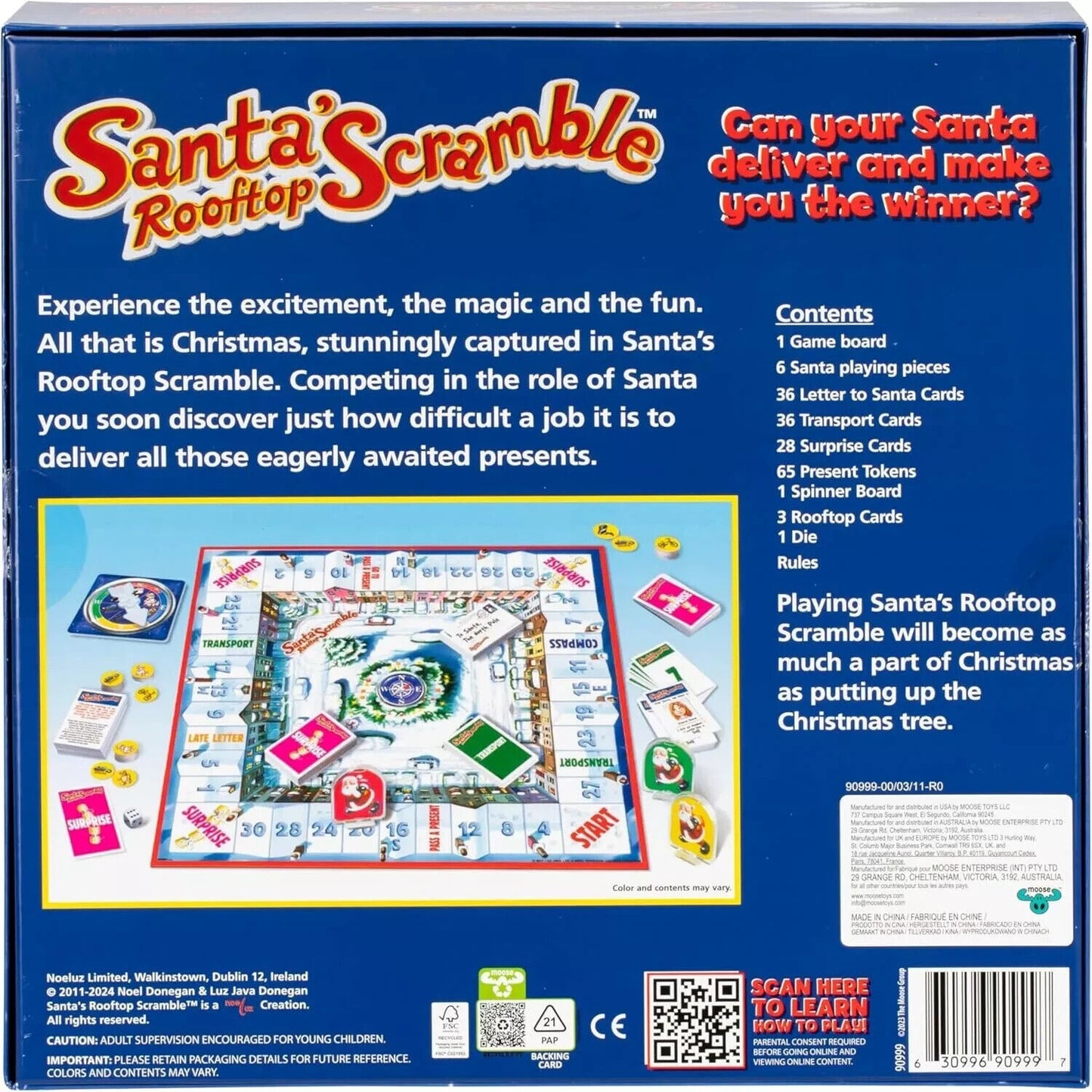Santas Rooftop Card Scramble Board Game Christmas Role Play 2-4 Players