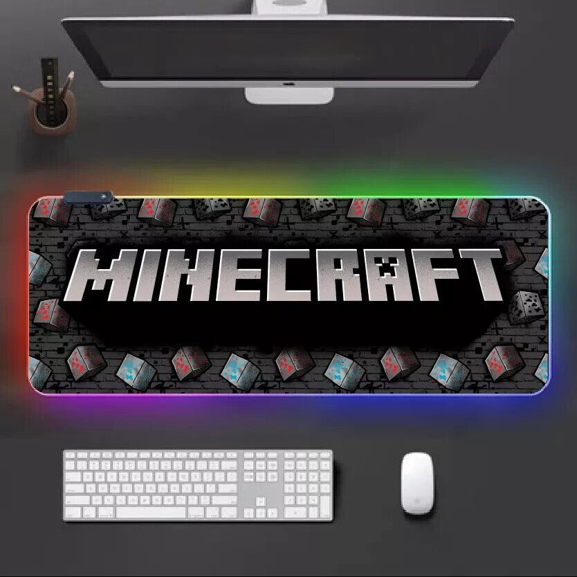 Minecraft RGB Light Up Gaming Mouse Pad 900 x 400mm Desk Mat - 2 designs options