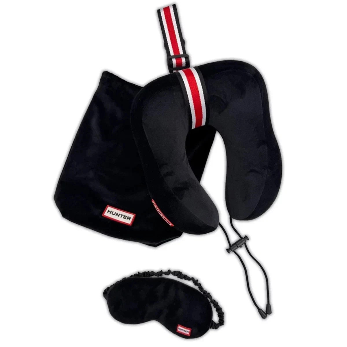 HUNTER – Memory Foam Travel Pillow & Eye Mask Set with Travel Dust Bag – Black