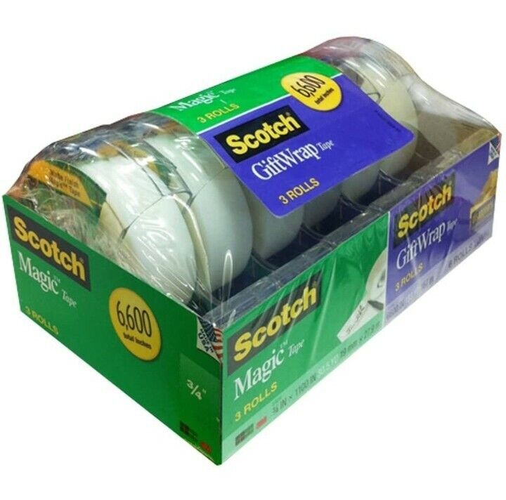 3m Scotch Magic Tape Gift Wrap Tape 6pk 19mm x 27.9m Brand New