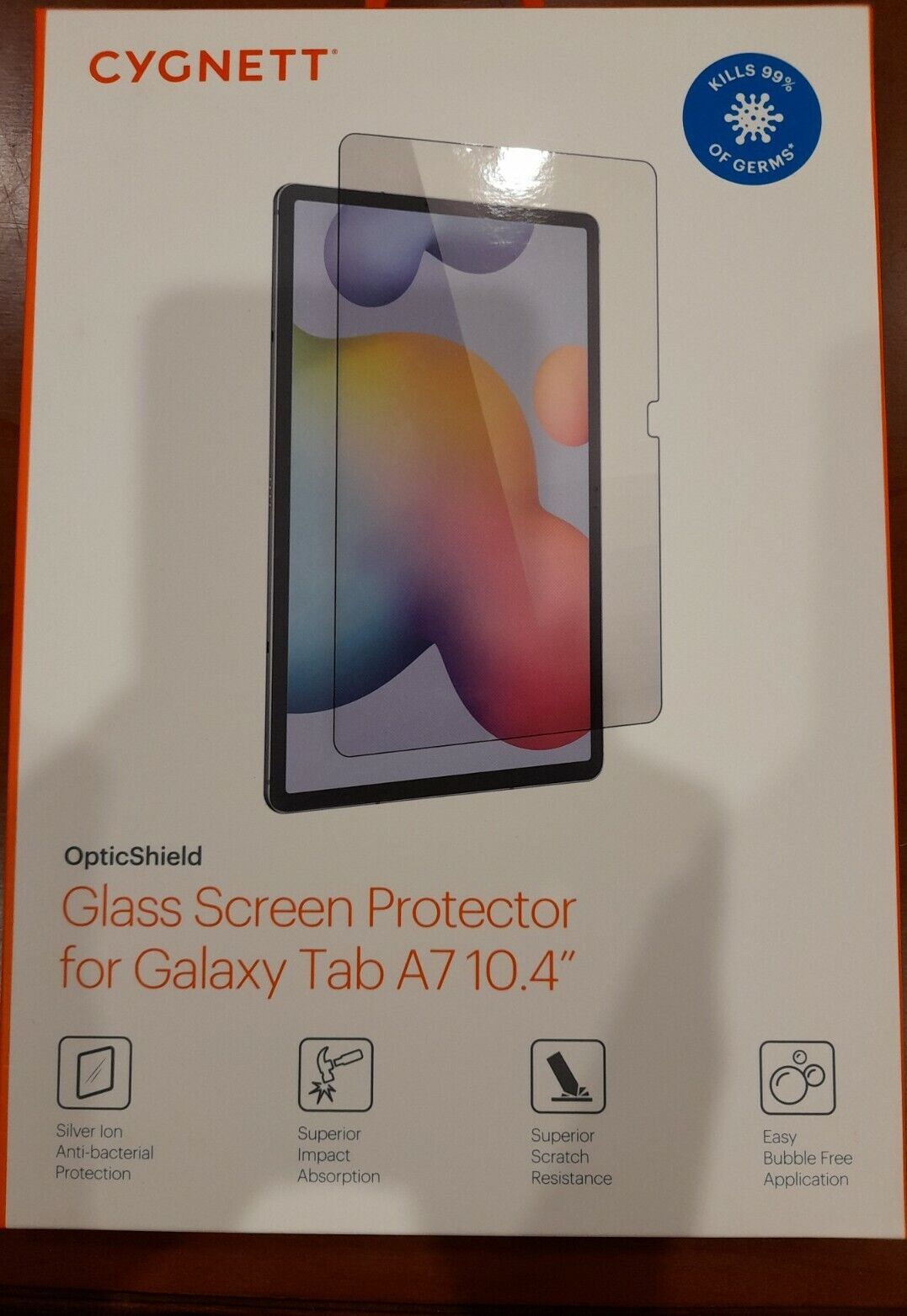 Cygnett OpticShield 2.5D Antibacterial Glass for Galaxy Tab A7, 10.4''