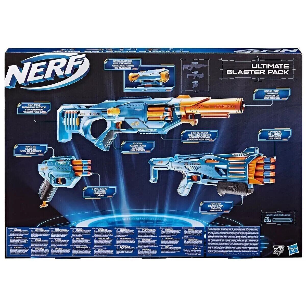 Nerf Elite Ultimate Blaster Pack 3 Blasters with 50 Darts Nerf Guns