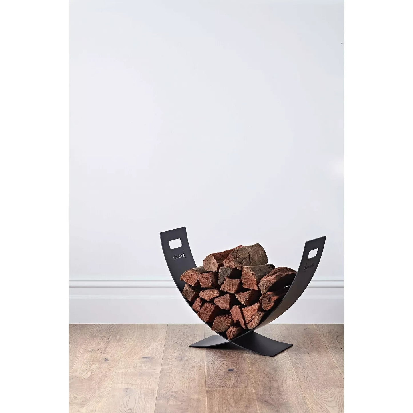 Scandia Design Fireplace Fire Place Firewood Log Holder Steel Curved Cantilever