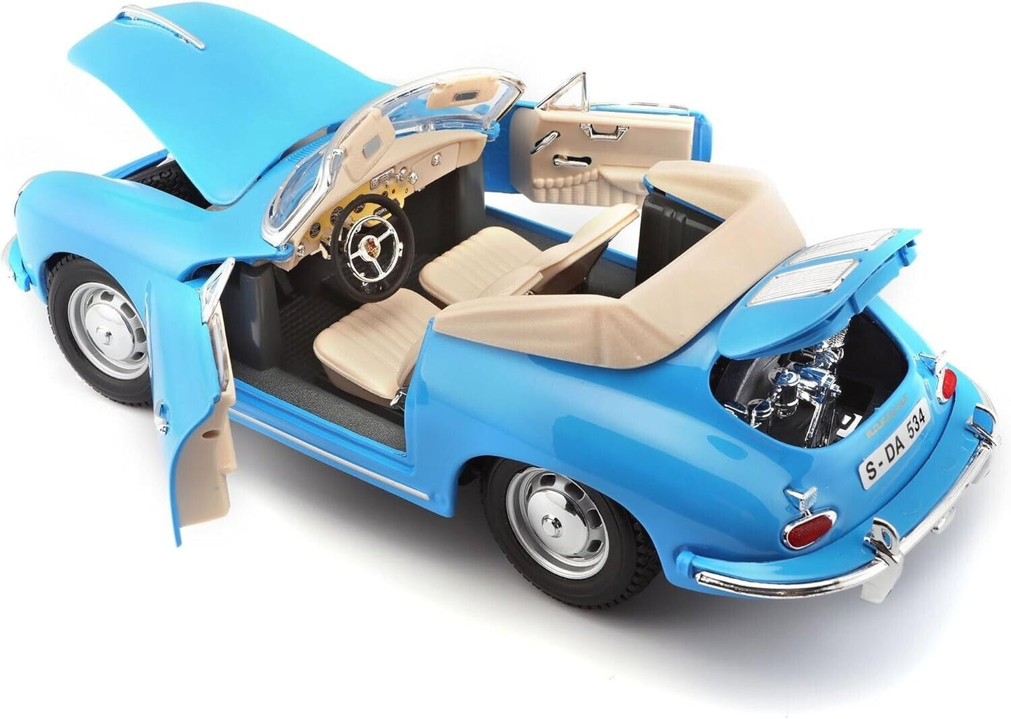 Maisto 1:18 1961 Porsche 356B Cabriolet Blue Metallic Diecast Displace Car Model