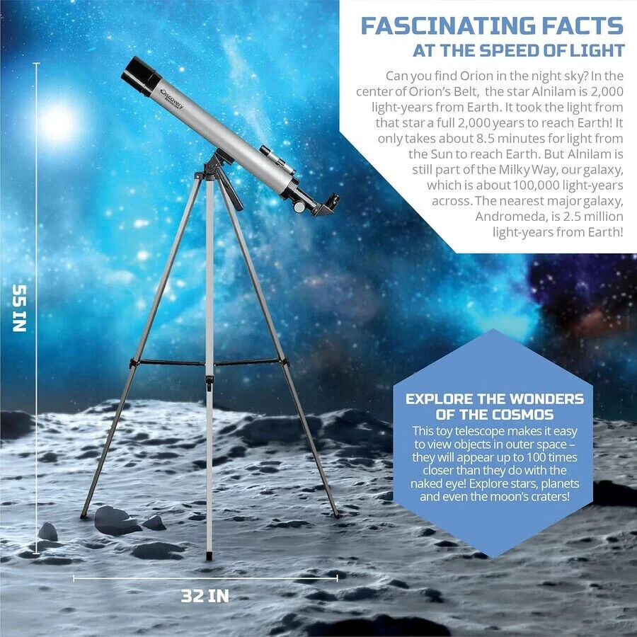 Discovery #Mindblown Telescope with Tripod 100x and 50x Lenes inc. Kids Sized