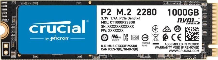 1TB Crucial P2 M.2 NVMe PCIe Internal SSD CT1000P2SSD8 for Laptop PC