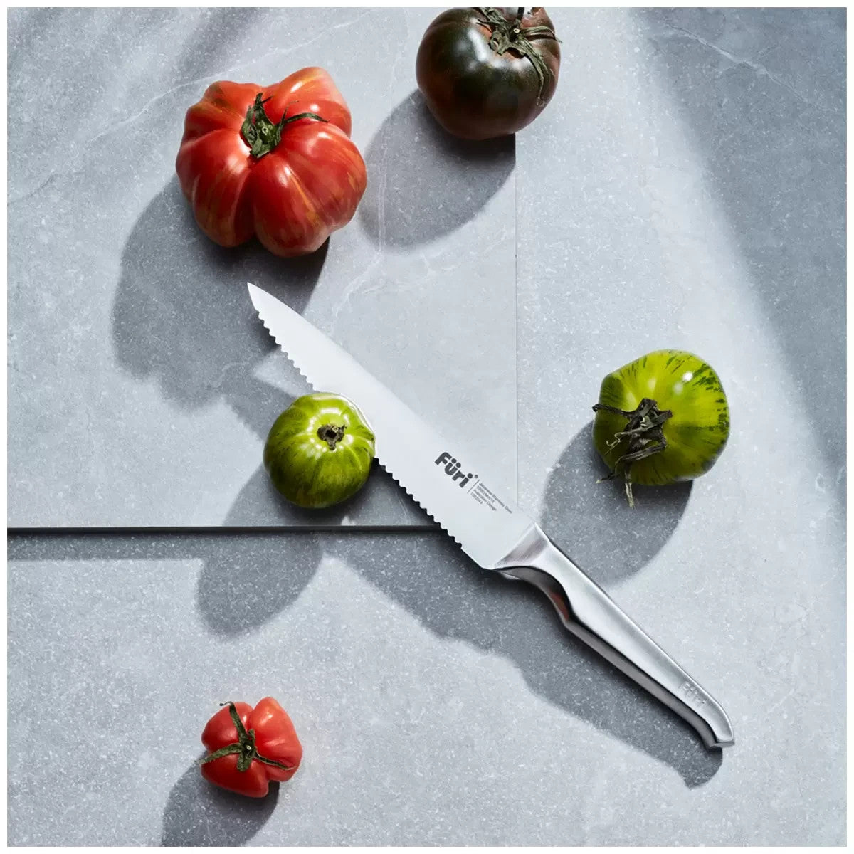 Furi Pro Wooden Knife Block Set 7 Pc with Five Premium Knives and Sharpener