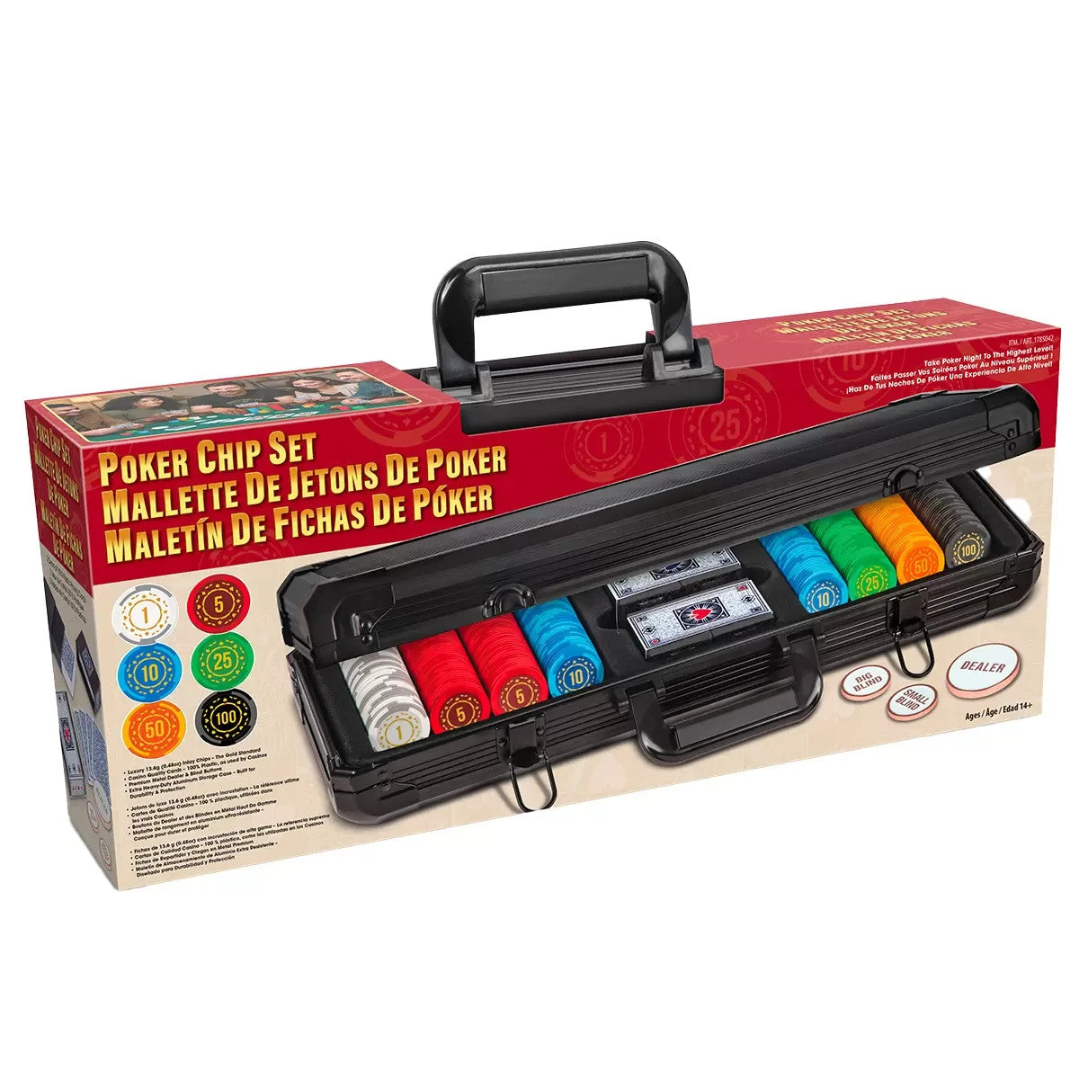 PREMIUM Poker Chip 13.6g Set 400PC TEXAS HOLD'EM Casino Gambling Game Dice Cards