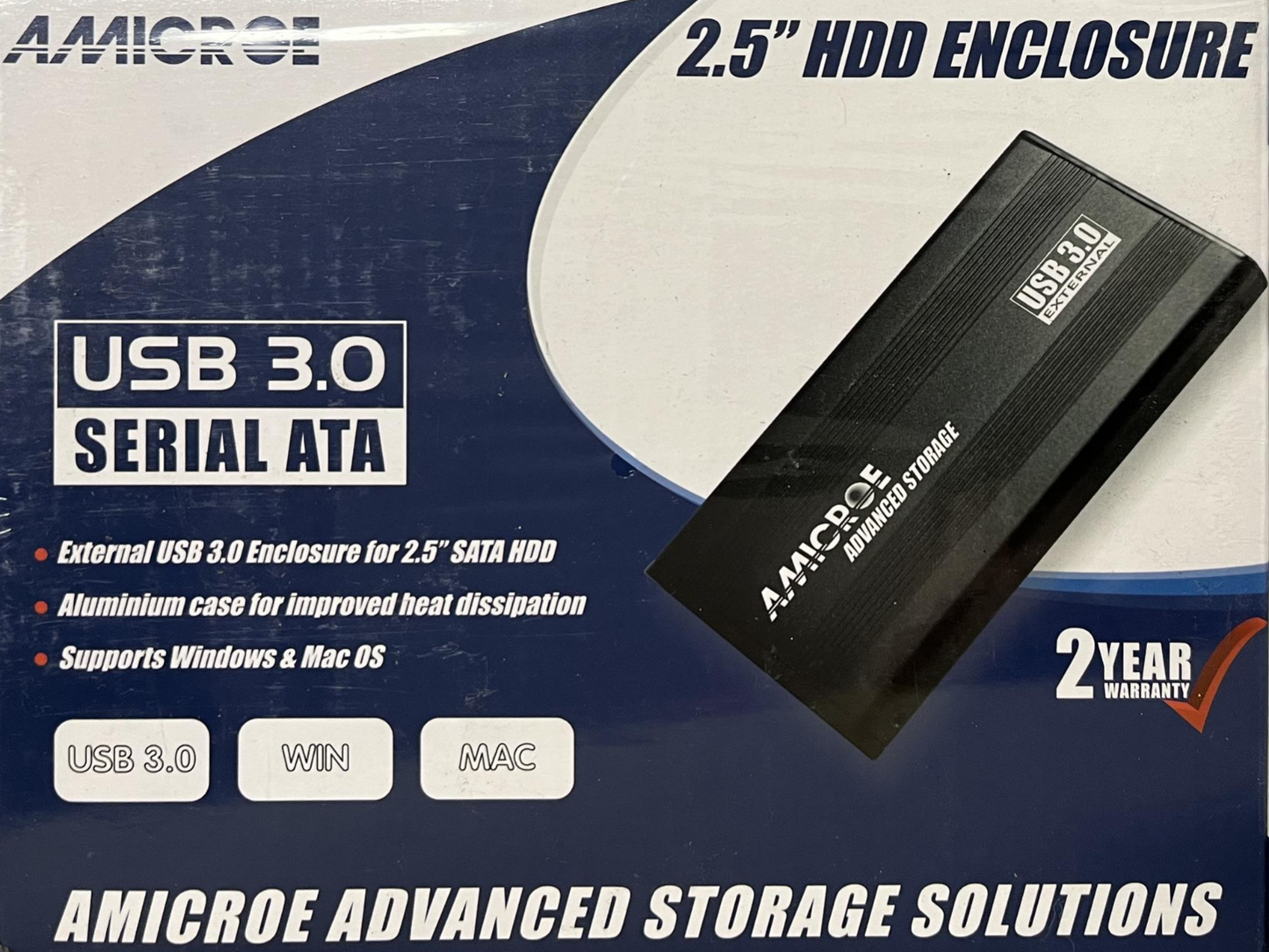 Amicroe 2.5" USB 3.0 External HDD Enclosure Case for 2.5" SATA HDD