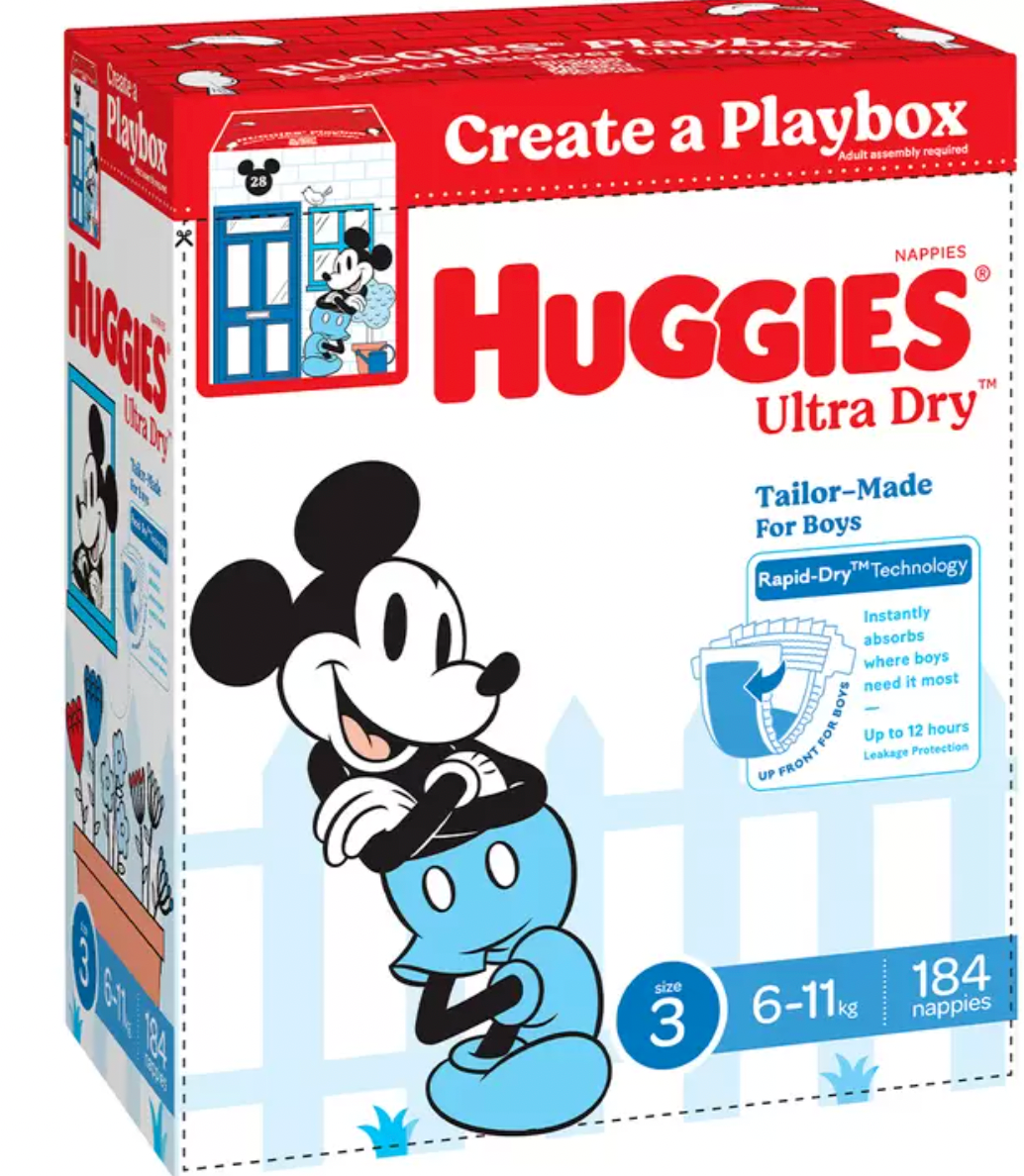 Huggies Boys' Ultra Dry Nappies Size 3 Crawler (6-11kg) 184 Nappies