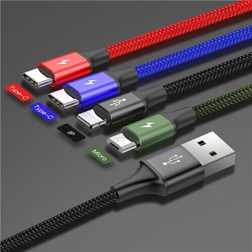 2x/1x Baseus 3 in 1 USB Fast Charging Cable 3.5A Charge Cord for iPhone Android
