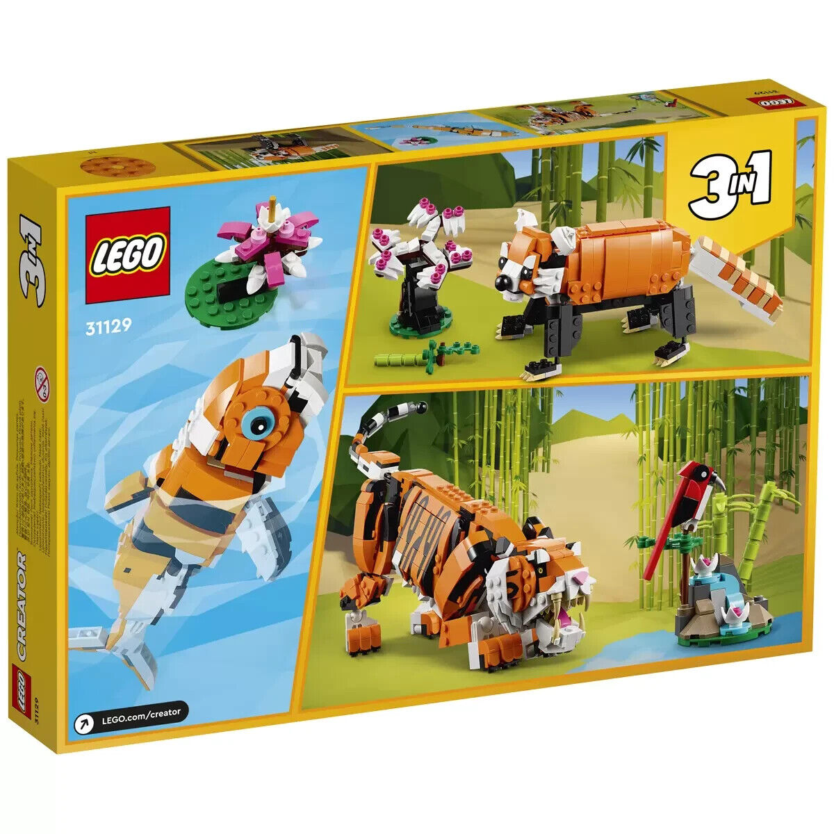 LEGO Creator 3in1 Majestic Tiger 31129 Tiger, Fish, Panda w/ Bird Water Lily