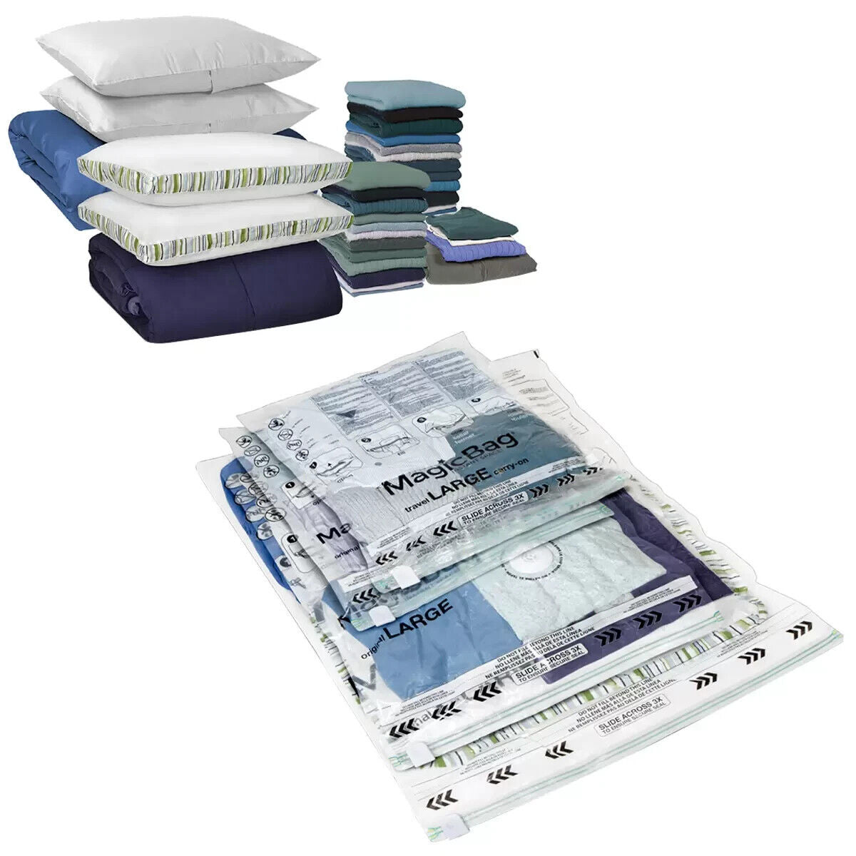 MagicBag 15-Pack Vacuum Compression Combo Set Storage Bags Reusable Waterproof