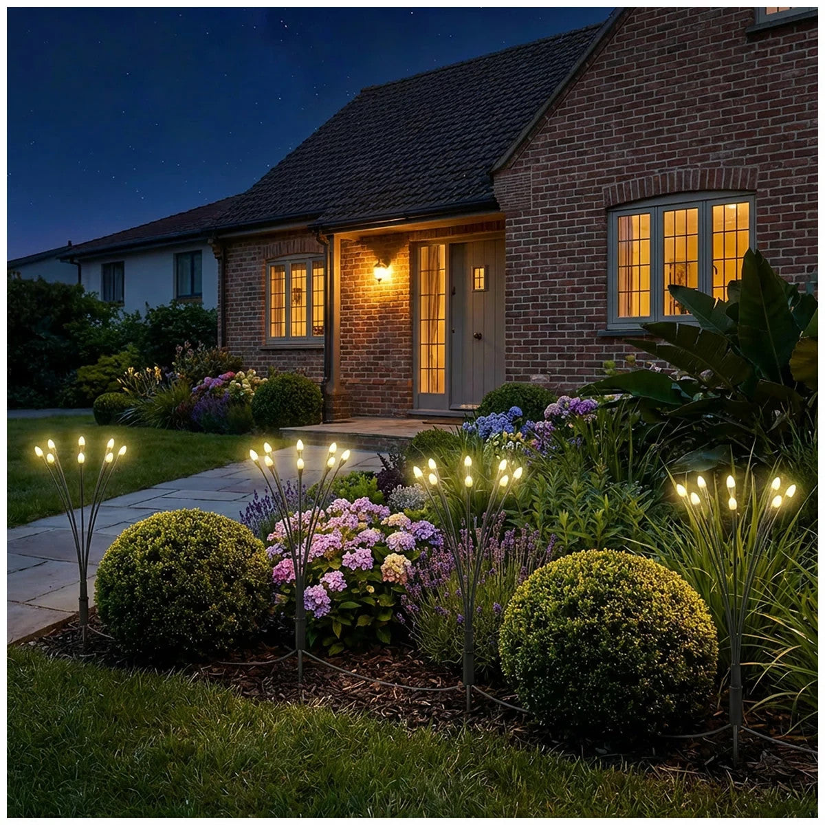 4 Pack Solar Garden Firefly Lights,8 LED Outdoor Waterproof Powered Firefly Wind