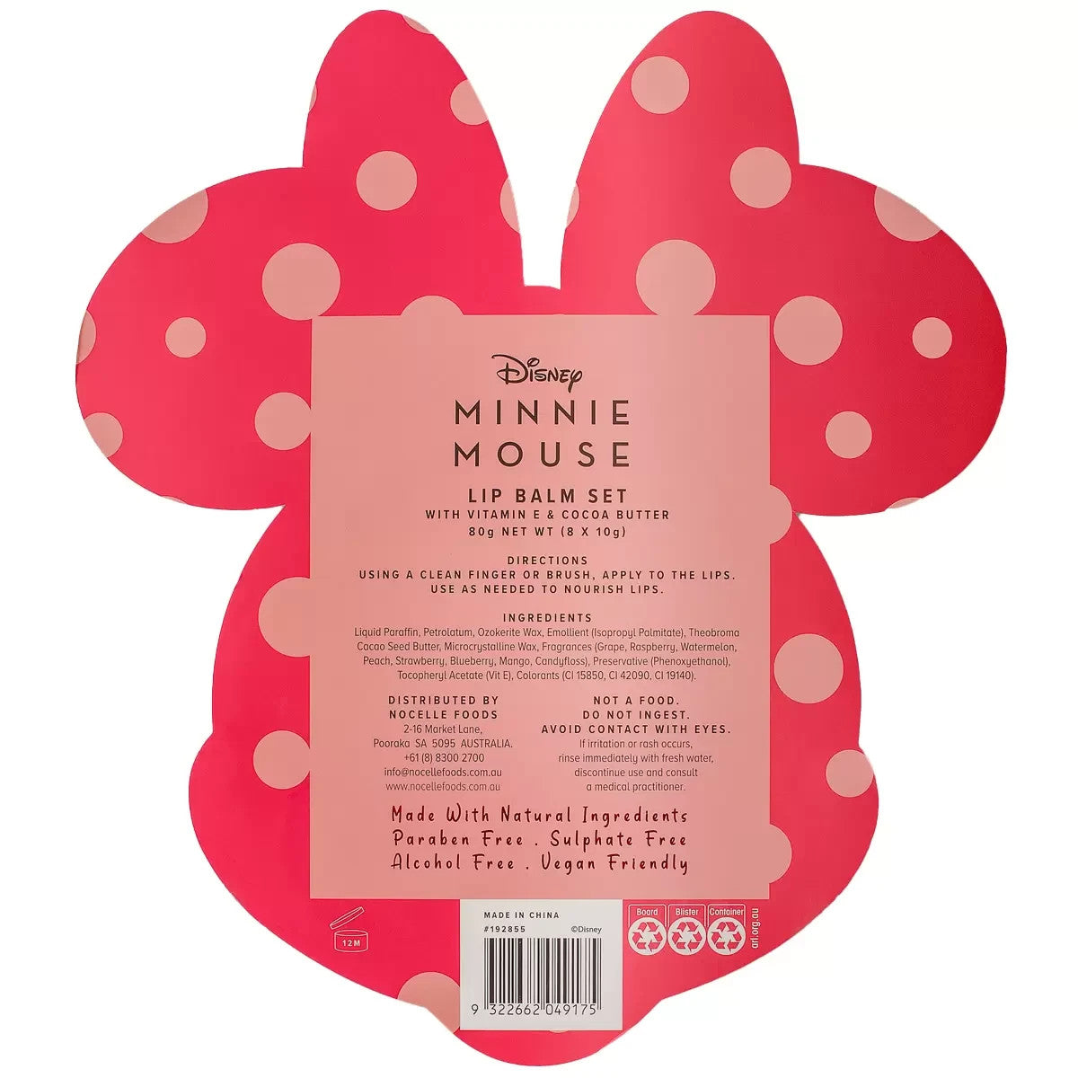 Disney Minnie Mouse Macaron Lip Balm Set 8 x 10g