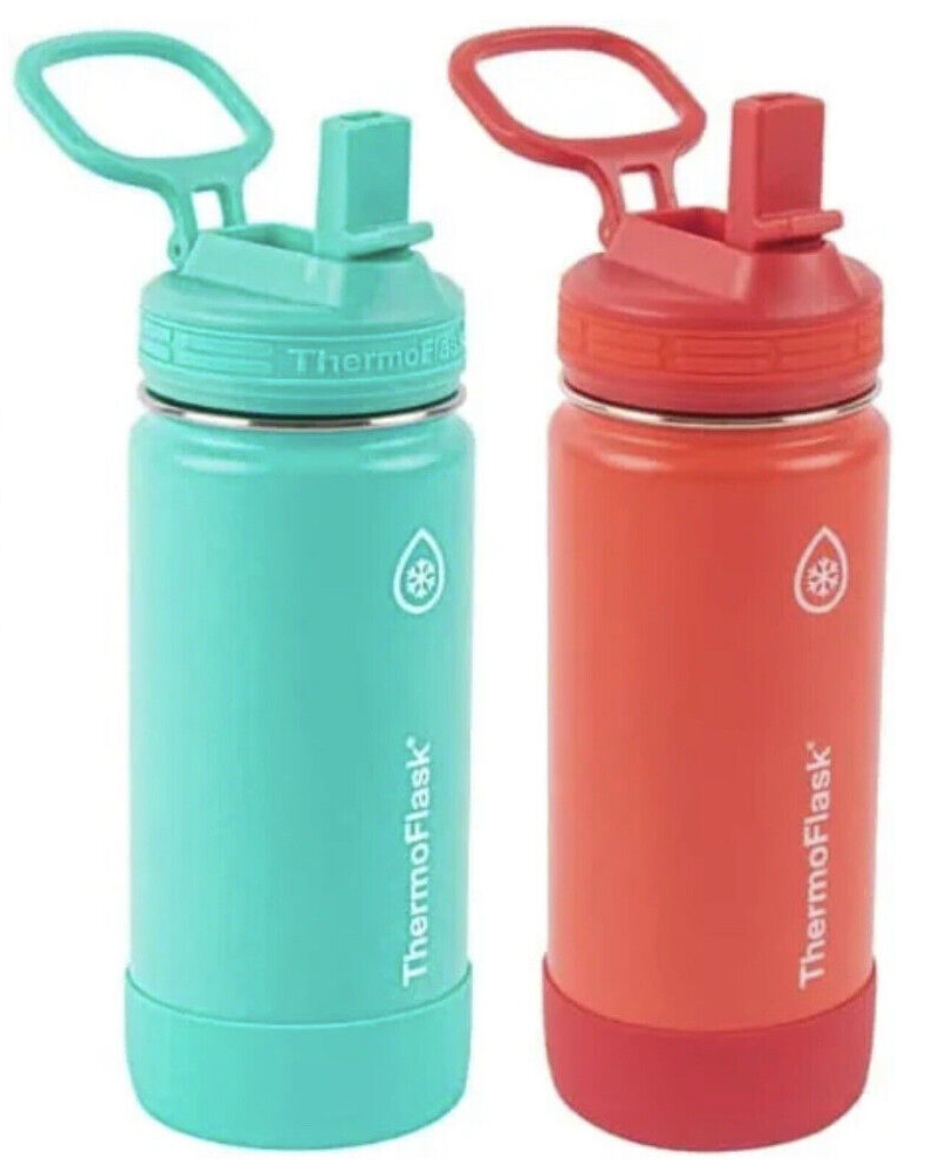 2x Kids ThermoFlask Double Wall Vacuum Insulated Stainless Steel Water Bottles