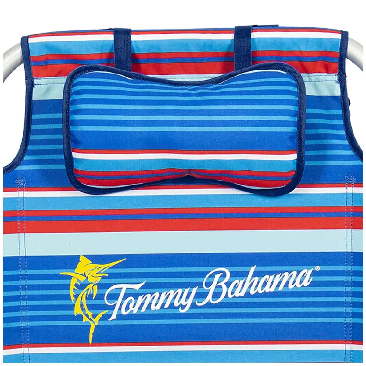 Tommy Bahama Beach Chair Backpack Folding Low Seat Lounge Summer Camping Blue