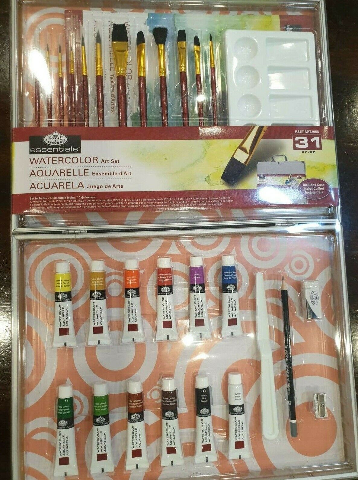31Pcs Royal & Langnickel Essentials Watercolor ArtKit Drawing Paint w Carry Case