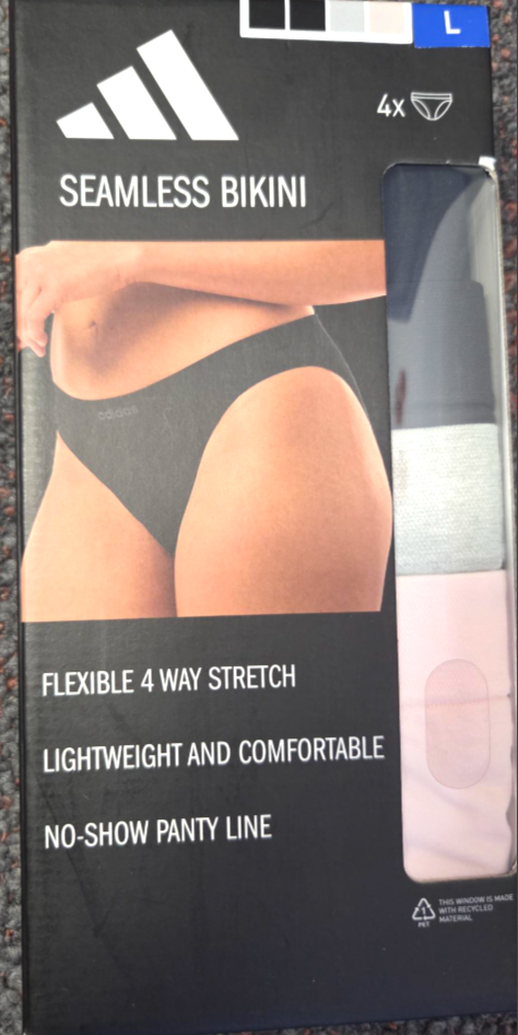 Adidas Women's Large Seamless Bikini Underwear 4-pack Variable Multi Color