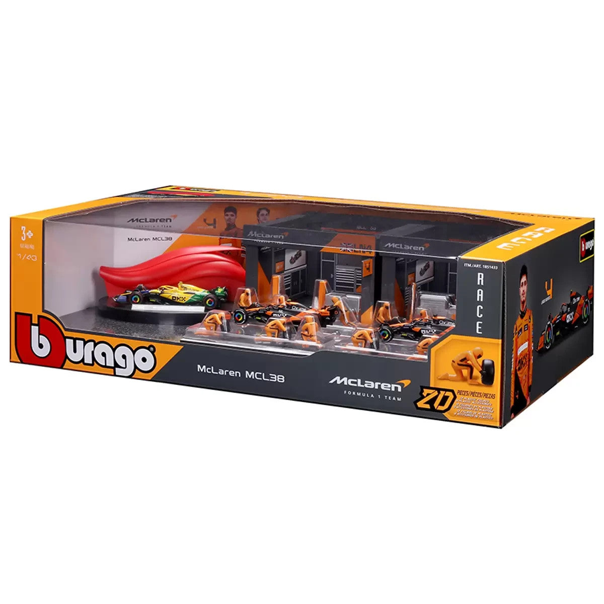 Bburago F1 McLaren MCL38 Deluxe Pack – #4 Lando Norris & #81 Oscar Piastri
