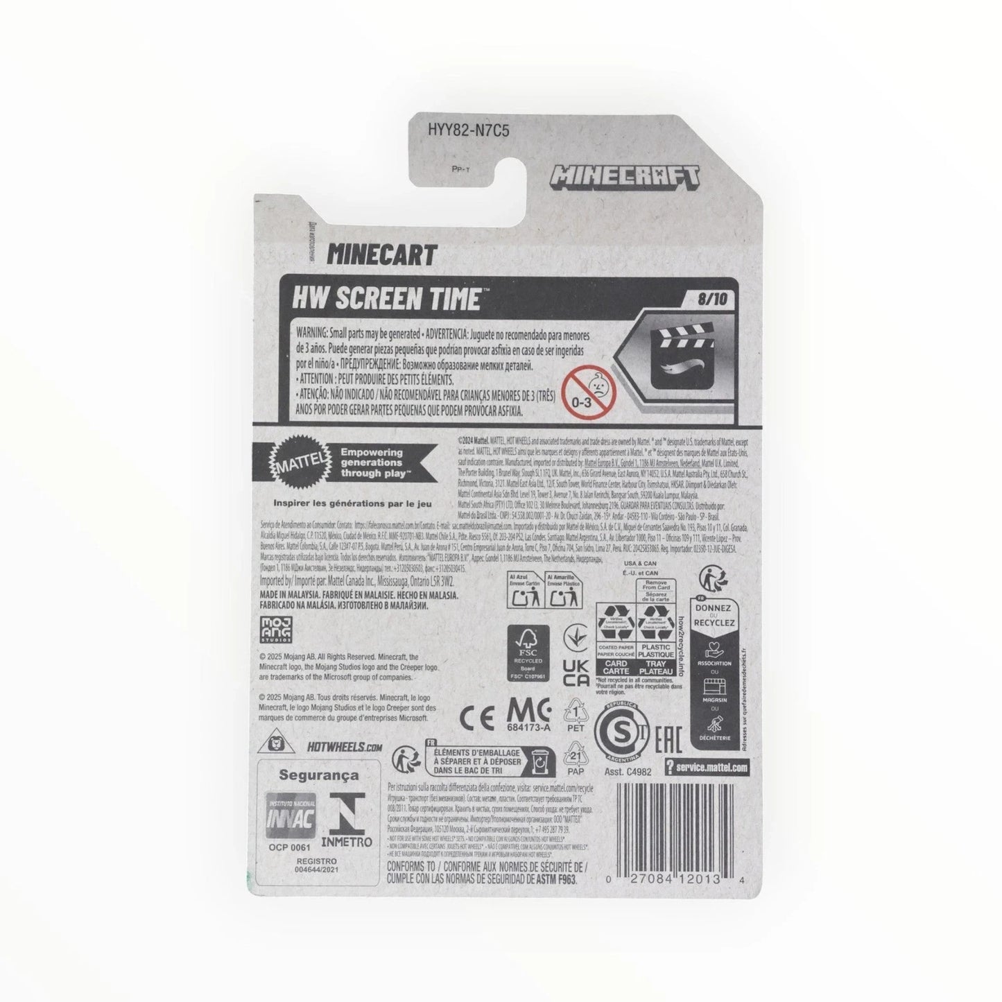 Hot Wheels Minecraft Minecart HW Screen Time 146/250 Brand New Hotwheels